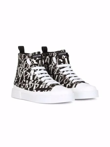 Dolce & Gabbana Kids высокие кеды с принтом граффити