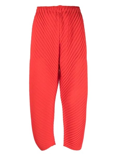 Issey Miyake plissé-effect straight-leg trousers, красный