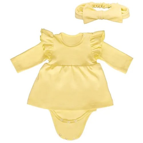 Платье-боди Dream royal, комплект, размер 86, желтый