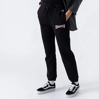 Женские спортивные штаны с эластичной манжетой Champion, черные спортивные штаны Athletic Bootms