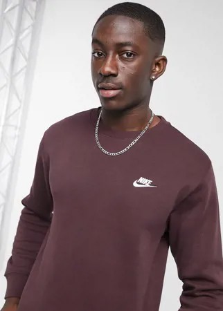Коричневый свитшот с круглым вырезом Nike Club-Коричневый цвет