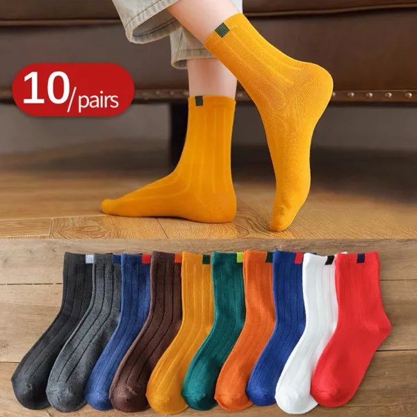 10 пар Носки Женщины Зимние теплые носки для женщин Новый год Симпатичный набор Мужской белый японский стиль Спорт Мода Короткие носки Набор Femal