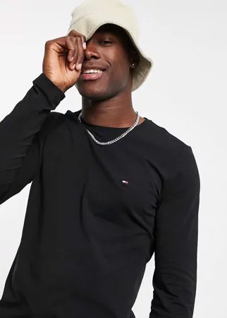 Черный лонгслив узкого кроя Tommy Hilfiger-Черный цвет