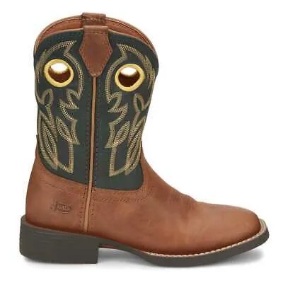 Justin Boots Bowline Ковбойские молодежные ботинки для мальчиков Коричневые, зеленые повседневные ботинки JK7