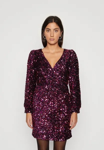 Коктейльное/праздничное платье VMFAME V NECK DRESS Vero Moda, цвет acai/beetroot purple