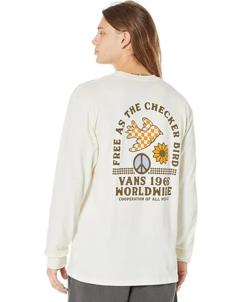 Футболка с длинным рукавом Vans Free As A Checker Bird Long Sleeve Tee, цвет Antique White