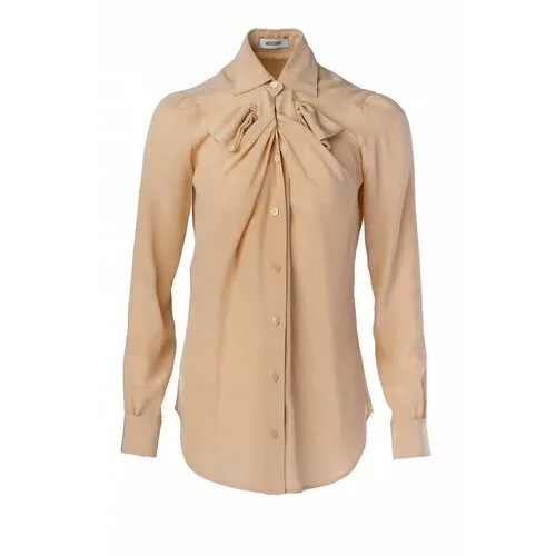 Блуза  MOSCHINO, классический стиль, манжеты, размер 40, бежевый