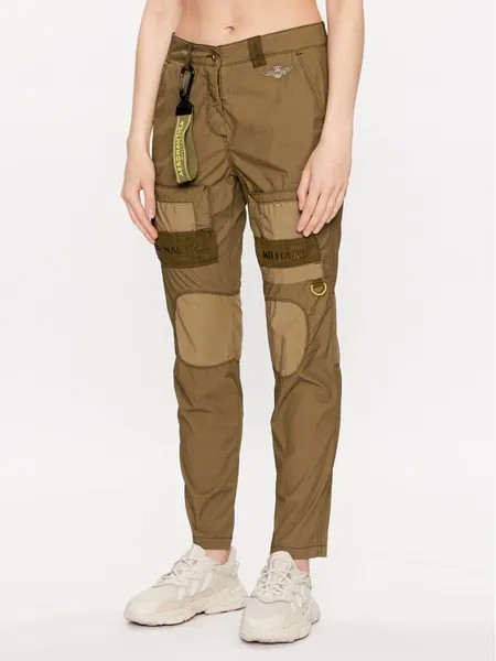 Тканевые брюки узкого кроя Aeronautica Militare, зеленый