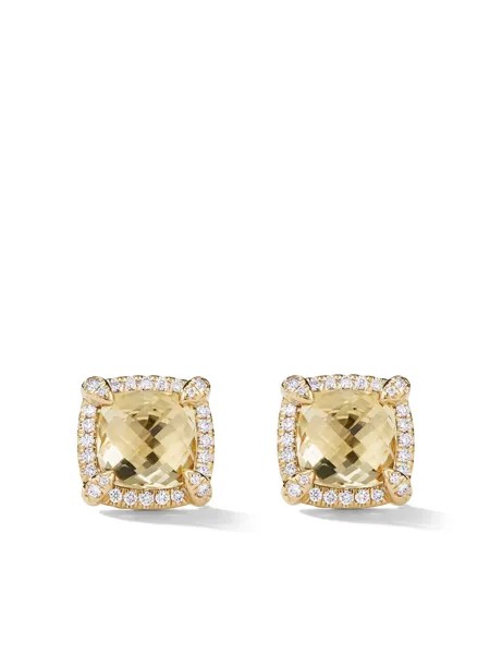 David Yurman 18kt yellow gold Châtelaine citrine and diamond stud earrings