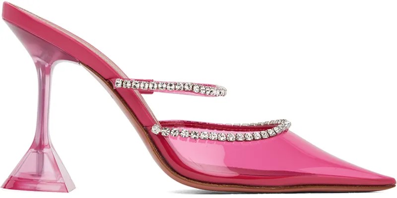 Розовые сабо Amina Muaddi Gilda Glass 95