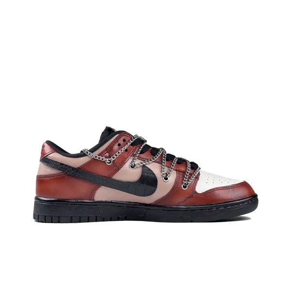 Кроссовки Nike Dunk Skateboarding Shoes Women's Low-top Black, темно-красный