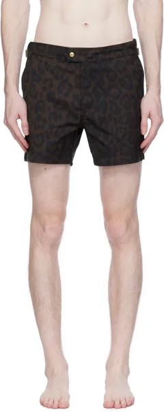 Коричневые шорты для плавания с принтом Tom Ford, цвет Cheetah brown