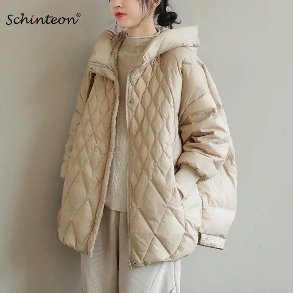 2022 Schinteon корейский стиль женский пуховик большого размера короткое пальто Свободное теплое осенне-зимняя повседневная верхняя одежда наив...