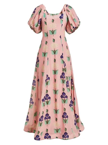 Платье с пышными рукавами и цветочным принтом Arrabbiata Mestiza New York, розовый