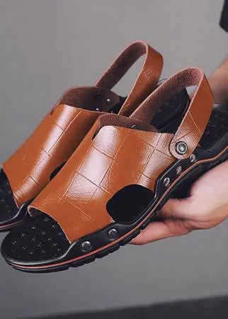 Для мужчины Спортивные сандалии минималистичный в клетку с открытой пяткой