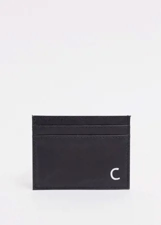 Кожаный кошелек для карт с инициалом 