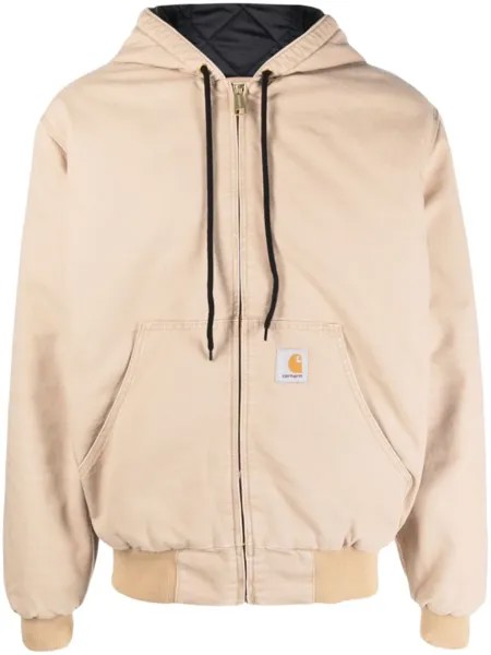 Carhartt WIP куртка Active с капюшоном и нашивкой-логотипом, нейтральный цвет
