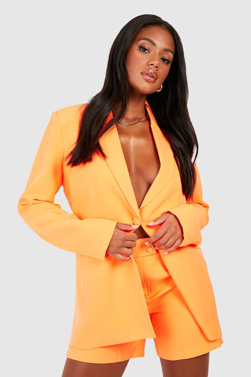 Неоновый пиджак оверсайз Boohoo, оранжевый