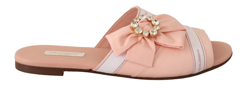 DOLCE - GABBANA Обувь Детские туфли на плоской подошве Розово-белые шлепанцы с кристаллами EU38 /US7,5 $700