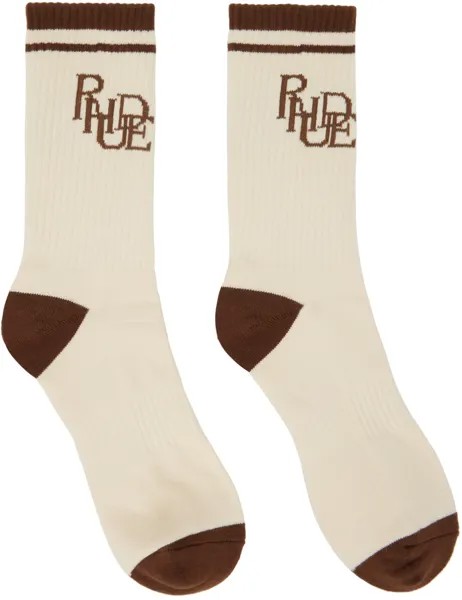 Бежево-коричневые носки с логотипом Scribble Rhude