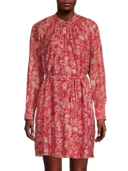 Платье-рубашка с длинными рукавами Labyrinth Rebecca Taylor, цвет Labrynth Red Clay Combo