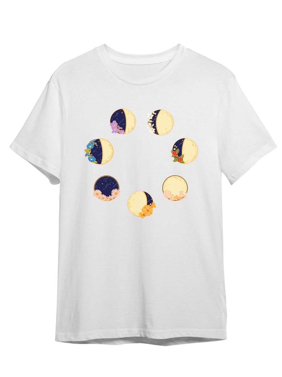 Футболка унисекс СувенирShop Циклы луны/Moon/Цветы 2 белая M (46-48)