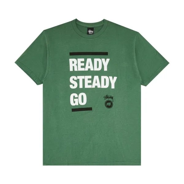 Футболка Stussy Ready Steady Go 'Dark Green', зеленый