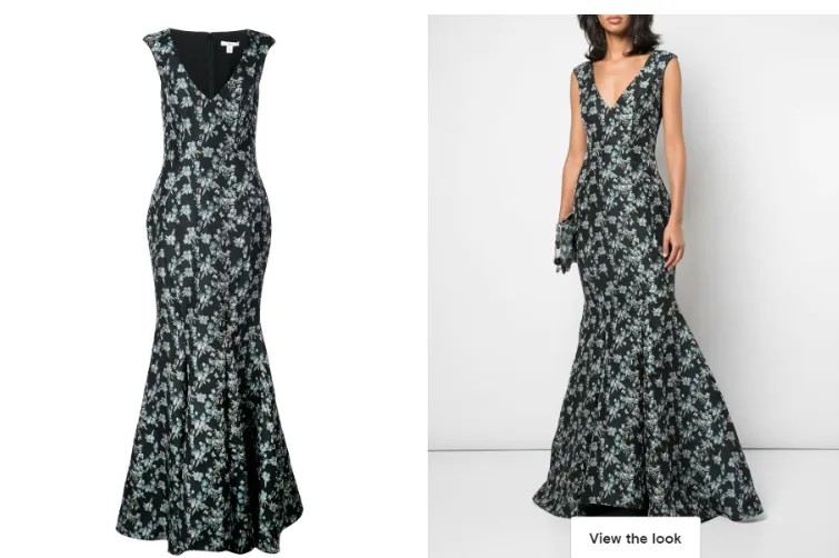 НОВИНКА Zac ZAC POSEN Черно-синее жаккардовое платье с глубоким v-образным вырезом и цветочным принтом в романтическом стиле 6