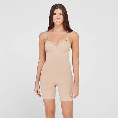 ASSETS BY SPANX Женское боди Flawless Finish без бретелек с чашечками до середины бедра -