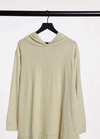 Мягкий бежевый oversized-худи в рубчик Loungeable Curve-Neutral