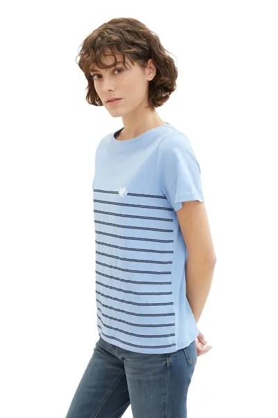 Стандартная полосатая футболка Tom Tailor, синий