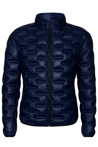 Стеганый кожаный бомбер Puffer - Ресифи Infinity Leather, темно-синий