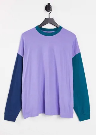 Oversized-лонгслив с контрастными рукавами ASOS DESIGN-Разноцветный