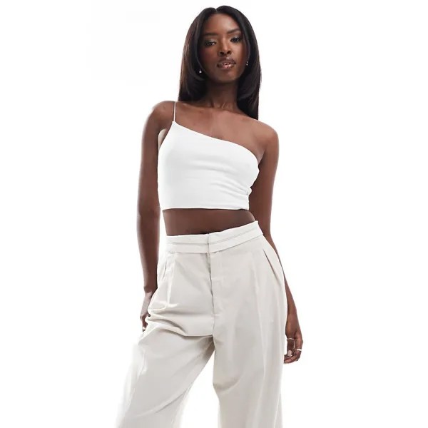 Кроп-топ Asos Design Asymmetric Neck With Skinny Strap, белый
