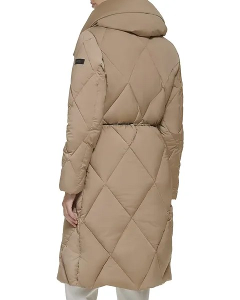 Пуховик DKNY Pillow Collar Diamond Quilt Puffer, бежевый