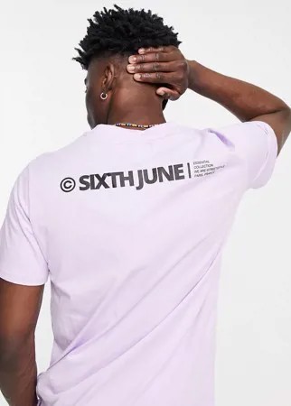 Сиреневая футболка с логотипом на спине от комплекта Sixth June-Фиолетовый цвет