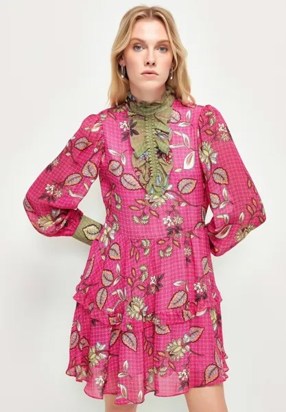 Летнее платье Long Sleeve Printed adL, цвет printed fuschia