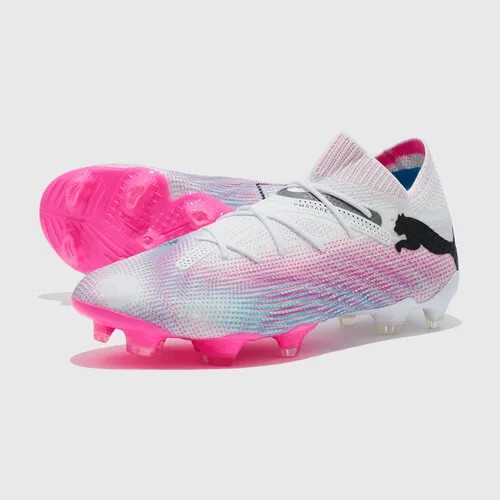 Бутсы PUMA FUTURE 7 ULTIMATE FG/AG, размер 10 UK, белый, розовый