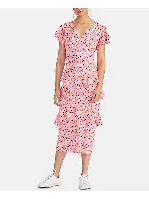 RACHEL ROY Женское платье-футляр с короткими рукавами и V-образным вырезом с рюшами и чайной длиной