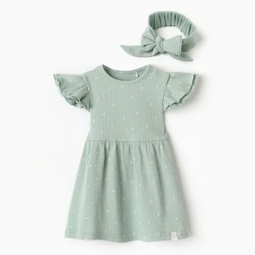 Платье Крошка Я, размер 86/92, зеленый