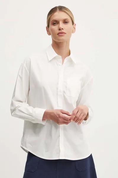 Хлопковая рубашка-бойфренд с вышивкой Chemise A.P.C., белый