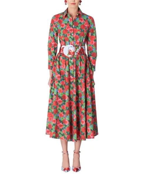 Платье-рубашка Carolina Herrera с воротником 3/4 и рукавами 3/4, розовый