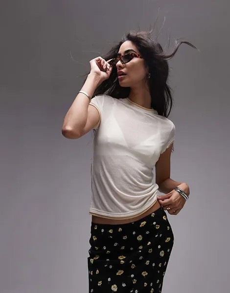 Topshop Premium – Basic – прозрачная водолазка нейтрального цвета