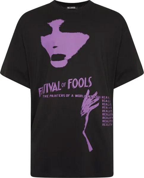 Футболка Raf Simons Oversized T-Shirt Festival Fools Print On Front 'Black', черный