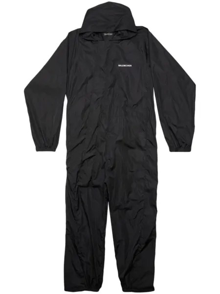 Balenciaga комбинезон с капюшоном и логотипом, черный