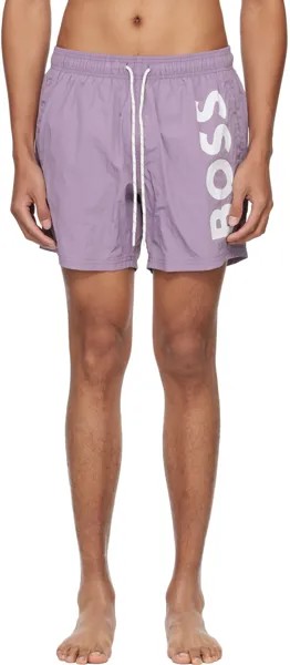 Пурпурные шорты для плавания с крупным принтом Boss