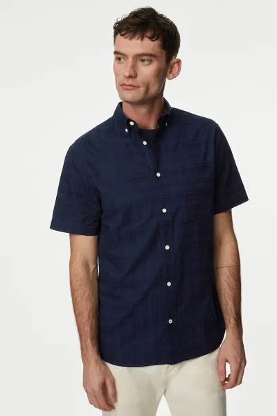 Клетчатая рубашка с пуговицами на воротнике Marks & Spencer, синий