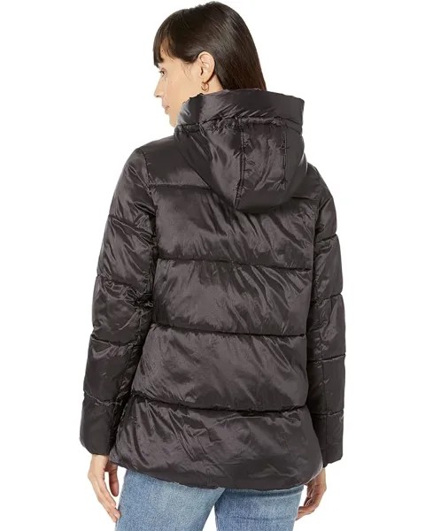 Пуховик Sam Edelman Hooded Funnel Collar Puffer, черный