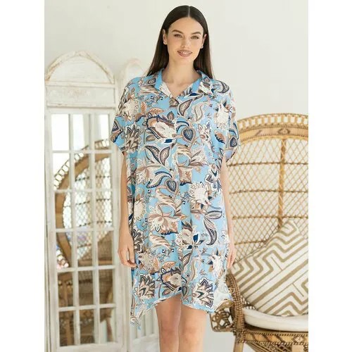 Халат MIA-AMORE, размер L/XL, голубой, мультиколор