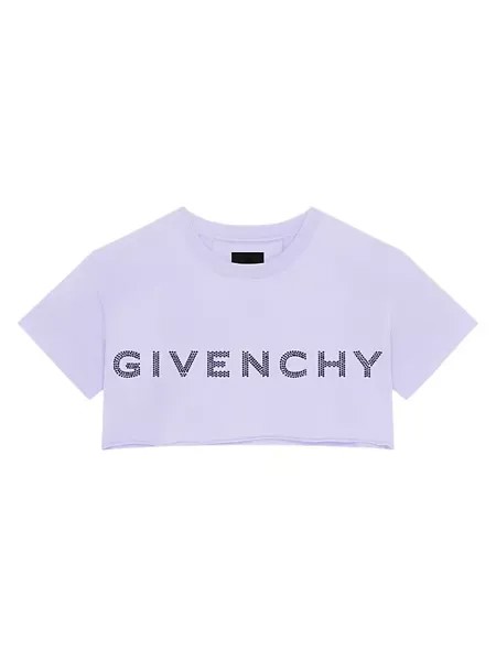 Укороченная футболка из хлопка с логотипом Givenchy, лаванда